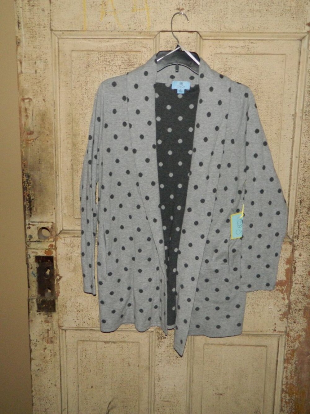 CeCe Polka Dot Open Front Cardigan Sweater Size M (N-26)